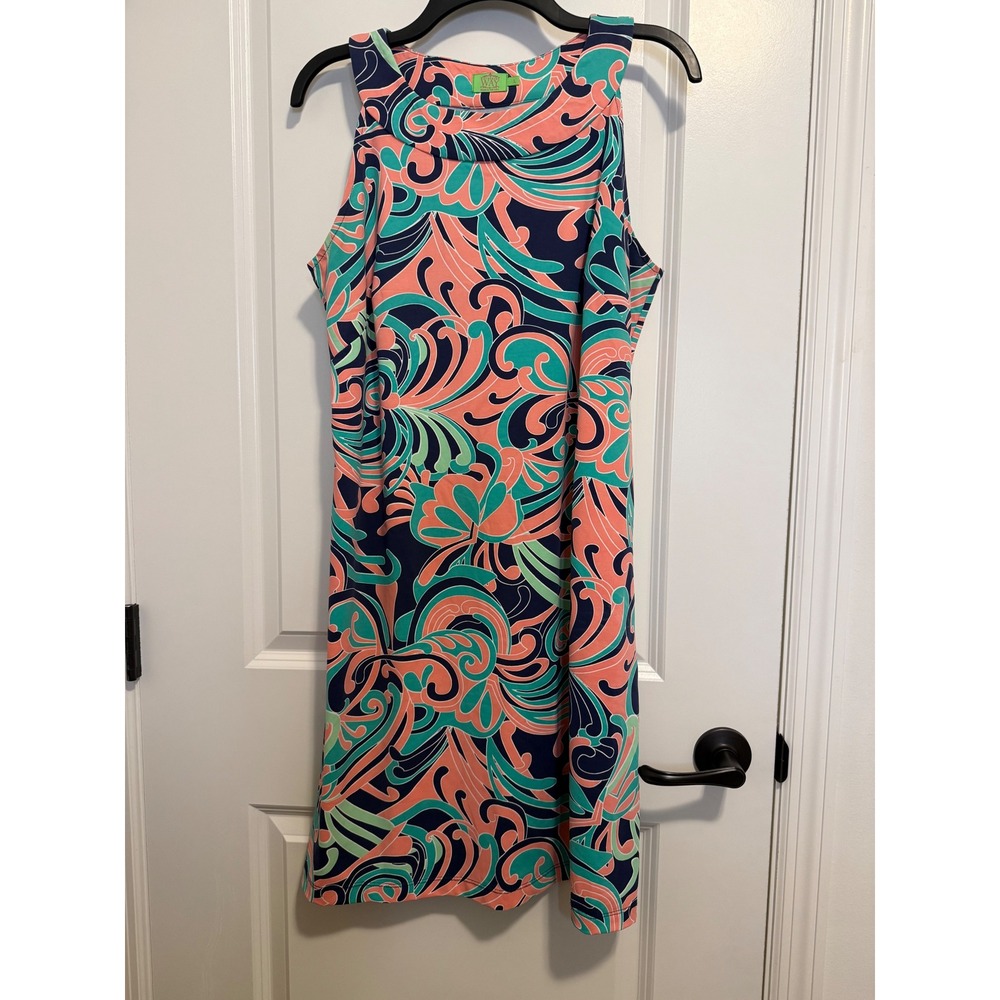 Katherine Way Shift Dress Womens UPF 50+ Large Multi Paisley Sleeveless Stretch